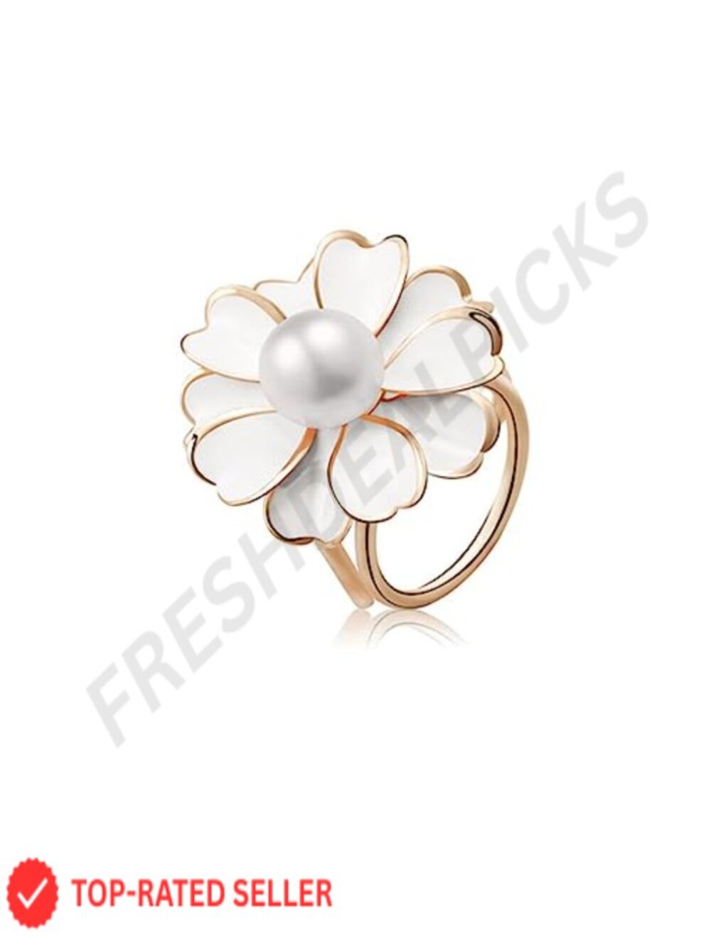 Gold Tone Pearl Flower Scarf Ring Buckle Clip Brooch Pin Women